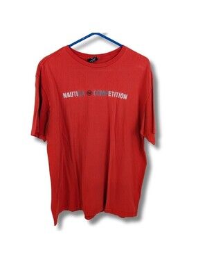 Vintage Nautica Competition T-Shirt XL Orange Spell Out Logo Y2K